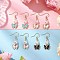 Alloy Enamel Butterfly Dangle Earrings, with ABS Plastic Imitation Pearl Beads and 304 Stainless Steel Earring Hooks, Golden, Mixed Color, 40x13mm