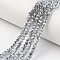 Electroplate Opaque Glass Beads Strands, Half Silver Plated, Faceted, Rondelle, Light Steel Blue, 4x3mm, Hole: 0.4mm, about 110~115pcs/strand, 39~40cm