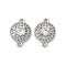 Brass Micro Pave Cubic Zirconia Connector Charms, Cadmium Free & Nickel Free & Lead Free, Flat Round, Platinum, 13x9x4mm, Hole: 1mm