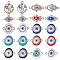 20Pcs Eye Enamel Charm Connector Flat Round Evil Eye Charm Assorted Evil Eye Connector for Jewelry Necklace Bracelet Earring Making Crafts, Platinum & Golden, 20~24x9~14mm