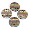 Resin & Walnut Wood Pendants, Flat Round, Colorful, 30x2~3mm, Hole: 2mm