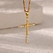 304 Stainless Steel Micro Pave Clear Cubic Zirconia Pendant Necklaces for Women, Real 18K Gold Plated, Cross, 15.75 inch(40cm)
