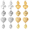 16Pcs 8 Style 304 Stainless Steel Pendants, Heart, Golden & Stainless Steel Color, 14~27x8~15.5x2~3mm, Hole: 1~3mm, 2pcs/style
