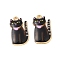 Rack Plating Alloy Pendants, with Enamel, Golden, Cat Charm, Coconut Brown, 20x11.5x2.5mm, Hole: 1.5mm