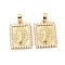 Brass Micro Pave Cubic Zirconia Pendants, Long-Lasting Plated, Rectangle, Golden, 20.5x15x2mm, Hole: 5x3mm