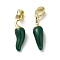 Brass Enamel Pendants, Cadmium Free & Nickel Free & Lead Free, Real 18K Gold Plated, Chili Charms, Dark Green, 16x4.5x4mm, Hole: 4x2.5mm