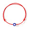 Resin Enamel Evil Eye Beaded Braided Bracelets, Adjustable Waxed Cord Braided Bracelets for Women, Red, Inner Diameter: 11 inch(28cm)