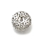 Brass Beads, Cadmium Free & Nickel Free & Lead Free, Flat Round, Hollow, Real Platinum Plated, 13.5x7.5mm, Hole: 2mm
