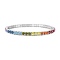 925 Sterling Silver Micro Pave Cubic Zirconia Stretch Bracelets for Women, Platinum, Mixed Color, 1/8 inch(0.35cm), Inner Diameter: 2-1/8 inch(5.45cm)~2-1/4 inch(5.6cm)