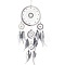 Woolen Yarn Woven Net/Web with Feather Pendant Decorations, Flat Round, Dark Gray, 650~700x160mm