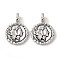 Brass Pendants, Cadmium Free & Nickel Free & Lead Free, Flat Round with Antique Silver Women, Platinum, 27x19x3mm, Hole: 3x5mm