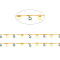 Brass Bar Link Chains, with Enamel, Long-Lasting Plated, Soldered, with Spool, Eye & Flat Round, Real 18K Gold Plated, Turquoise, Link: 13x2x1mm, Eye: 7x5x4mm, Flat Round: 6x0.2mm, about 32.8 Feet(10m)/roll