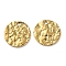 304 Stainless Steel Charms, Textured, Flat Round Charm, Real 18K Gold Plated, 10x1mm, Hole: 0.9mm