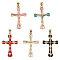 5Pcs 5 Colors Brass Enamel Pendants, Real 18K Gold Plated, Long-Lasting Plated, Cross, Mixed Color, 32.5x21.5x3.5mm, Hole: 5x3mm, 1pc/color