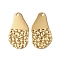 Ion Plating(IP) 304 Stainless Steel Pendants, Textured, Teardrop Charm, Real 18K Gold Plated, 30x16x1.5mm, Hole: 1.6mm