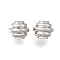 Brass Beads, Cadmium Free & Nickel Free & Lead Free, Groove Barrel, Real Platinum Plated, 5x4mm, Hole: 1.5mm