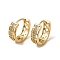 Brass Micro Pave Cubic Zirconia Hoop Earring, Light Gold, 16x5.5mm