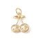Brass Micro Pave Cubic Zirconia Pendants, Cherry Charms, with Jump Ring, Golden, 15x13x4mm, Hole: 3.4mm