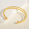 Stylish 304 Stainless Steel Double-layered Cuff Bangles, Torque Bangles for Women, Real 18K Gold Plated, Inner Diameter: 2-5/8 inch(6.7cm)