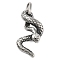 304 Stainless Steel Pendants, Snake Charm, Antique Silver, 36x20.5x9.5mm, Hole: 8.5x4.5mm