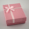 Cardboard Jewelry Set Boxes, with Bowknot Outside and Sponge Inside, for Necklaces and Pendants, Rectangle, Pale Violet Red, 90x70x30mm