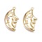 Brass Micro Pave Clear Cubic Zirconia Pendants, Nickel Free, Moon, Real 18K Gold Plated, 21.5x11.5x2.5mm, Hole: 1.2mm
