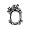 Brass Pendant Cabochon Settings, Flower with Hollow Oval, Antique Silver, Tray: 18.5mm, 28.5x22.5x12mm, Hole: 5mm