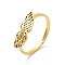 Ion Plating(IP) 304 Stainless Steel Hollow Wings Adjustable Ring for Women, Real 18K Gold Plated, US Size 6(16.5mm)