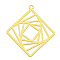 201 Stainless Steel Pendants, Laser Cut, PVD Vacuum Plating, Rhombus, Golden, 30x28x1mm, Hole: 1.6mm, Side Length: 20.5mm