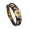Braided Cowhide Cord Multi-Strand Bracelets, Constellation Bracelet for Men, with Wood Bead & Alloy Clasp, Scorpio, 7-7/8~8-1/2 inch(20~21.5cm) 