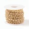 Handmade Glass Beaded Chains, with Brass Eye Pins, Golden, Soldered, Round, Faceted, with Spool, Lavender Blush, 2.5x2x0.4mm, Beads: 3x2mm, about 32.8 Feet(10m)/roll