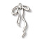 Rack Plating Alloy Pendants, Cadmium Free & Nickel Free & Lead Free, Bowknot, Platinum, 40x21.5x3mm, Hole: 1.8mm