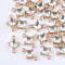 Transparent Glass Links connectors, with Brass Findings, Faceted, Rhombus, Light Gold, Pale Turquoise, 11x7x4mm, Hole: 1mm, Side Length: 5mm