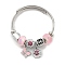Non-Tarnish 201 Stainless Steel European Bracelet, Charm Bracelet for Women, Flower, Inner Diameter: 2-3/8~2-3/4 inch(6~7cm)