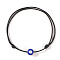 Resin Enamel Evil Eye Beaded Braided Bracelets, Adjustable Waxed Cord Braided Bracelets for Women, Black, Inner Diameter: 11 inch(28cm)