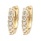 Brass with Cubic Zirconia Hoop Earrings, Light Gold, 12x2x14mm