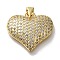 Heart Rack Plating Brass Micro Pave Clear Cubic Zirconia Pendant, Long-Lasting Plated, Lead Free & Cadmium Free, Real 18K Gold Plated, 20.5x23x5mm, Hole: 4x3.5mm