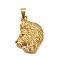 304 Stainless Steel Pendants,  Lion Charm, PVD Vacuum Plating, Golden, 28.5x21.5x3.5mm, Hole: 3.5x7mm