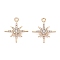 Rack Plating Alloy Pendants, with Rhinestone, Star, Golden, 20.5x18x2mm, Hole: 1.6mm