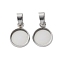 304 Stainless Steel Pendant Cabochon Settings, Flat Round Charms, Stainless Steel Color, Tray: 10mm, 15.5x11.5x2mm, Hole: 6x3.5mm