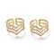 Brass Micro Pave Clear Cubic Zirconia Cuff Rings, Open Rings, Heart, Golden, Size 5, Inner Diameter: 16mm