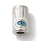 Rack Plating Brass Enamel Beads, Long-Lasting Plated, Column with Evil Eye, Platinum, 7x7mm, Hole: 3mm