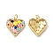 Brass Micro Pave Clear Cubic Zirconia Pendants, Cadmium Free & Nickel Free & Lead Free, with Jump Ring & Enamel, Heart Charms, Real 18K Gold Plated, 17.5x16x3.5mm, Hole: 3.5mm