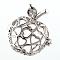 Rack Plating Brass Cage Pendants, Nickel Free, For Chime Ball Pendant Necklaces Making, Hollow Apple, Platinum, 32.5x30.5x22.5mm, Hole: 4x6mm, inner measure: 20x22mm