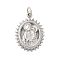 304 Stainless Steel Pendants, with Jump Ring, Oval with Saint Charm, Stainless Steel Color, 21x15x2.5mm, Hole: 3.5mm