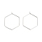 Brass Hoop Earring Findings, Hexagon, Real Platinum Plated, 37.5x30x0.7mm