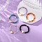 Gemstone Finger Rings, Heart, with Elastic Crystal Thread & Brass Beads & Natural Stone Beads, Mixed Color, Inner Diameter: 20mm
