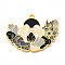 Rack Plating Alloy Enamel Big Pendants, Cadmium Free & Nickel Free & Lead Free, Flower Charms, Golden, Black, 41x54x2mm, Hole: 2.5mm