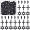 48Pcs 3 Style Alloy Pendants, Star & Wing & Cross, Electrophoresis Black, 20.5~33x11~21x1.5~2mm, Hole: 1.8~2.3mm, 16pcs/style