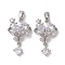 Brass Micro Pave Clear Cubic Zirconia Pendants, Cadmium Free & Nickel Free & Lead Free, Teardrop Charms, Platinum, 22x14x6mm, Hole: 5x2.8mm